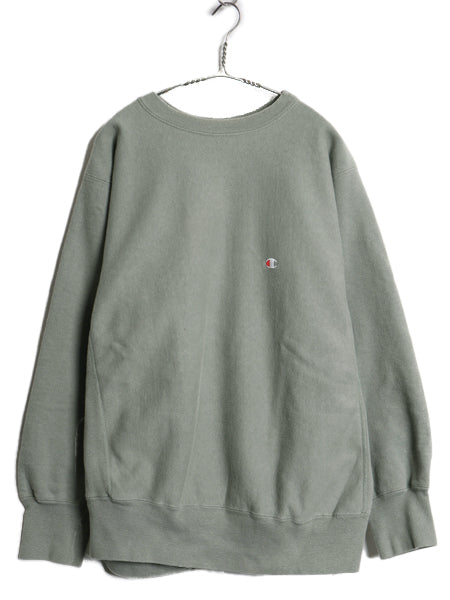 80s USA製 ★ チャンピオン リバースウィーブ スウェット メンズ XL ヴィンテージ 裏起毛 トレーナー 目付き ワンポイント 大きいサイズ 緑