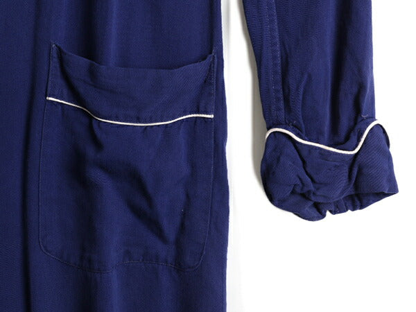 60s ビンテージ ■ ピルグリム レーヨン ガウン コート メンズ L / 60年代 PILGRIM SEARS ロングコート ローブ 羽織り ヘビーウェイト 紺