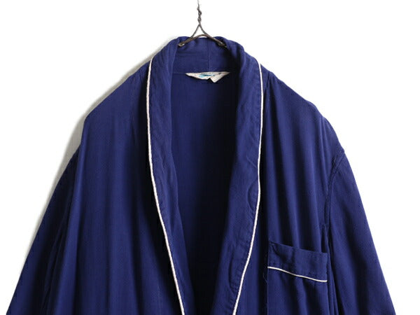 60s ビンテージ ■ ピルグリム レーヨン ガウン コート メンズ L / 60年代 PILGRIM SEARS ロングコート ローブ 羽織り ヘビーウェイト 紺