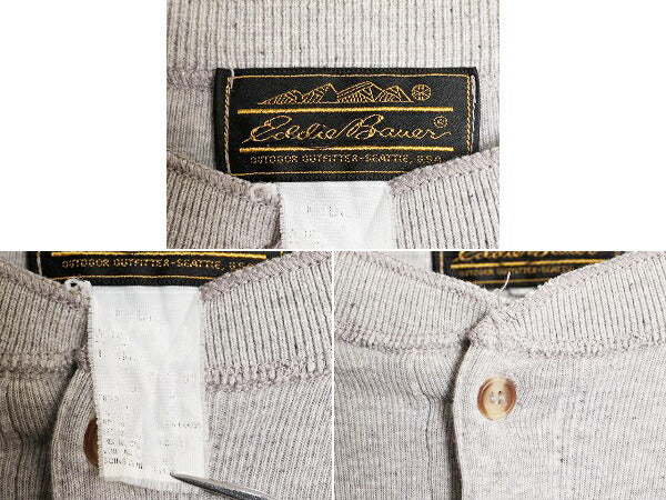 80s エディーバウアー ヘンリーネック 長袖 Tシャツ メンズ M 80年代 ヴィンテージ EDDIE BAUER ロンT ストレッチ アンダーシャツ 2トーン