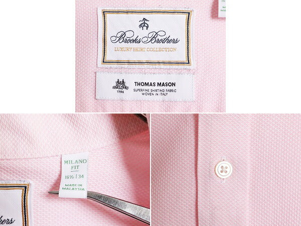 最高級 ブルックスブラザーズ × トーマスメイソン 長袖 ボタンダウン シャツ メンズ L 程/ Brooks Brothers THOMAS MASON コットン ドレス