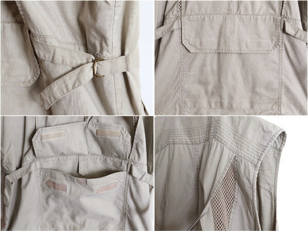 90s エディーバウアー サファリ ベスト メンズ L / オールド EDDIE BAUER アウトドア ハンティング フィッシング 前開き 多ポケット 重ね着