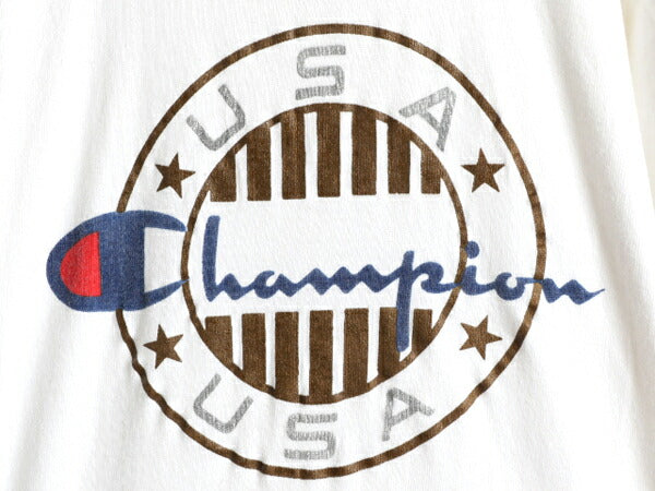 80s USA製 ■ チャンピオン 100% コットン ロゴ プリント Tシャツ メンズ M / Champion 80年代 ビンテージ トリコタグ シングルステッチ 白