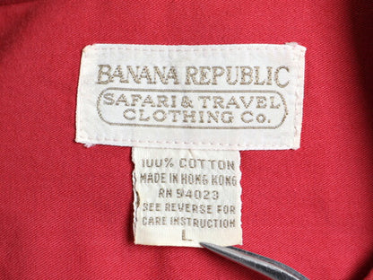 80s 90s ■ バナナリパブリック コットン 半袖 ボタンダウン シャツ メンズ L / 古着 BANANA REPUBLIC サファリ ワーク 無地 ポケット付き