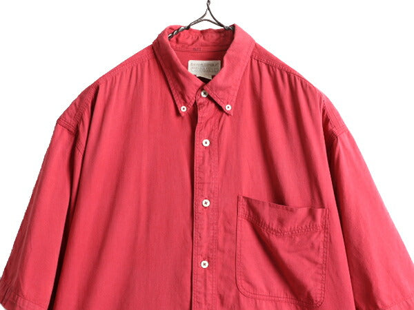 80s 90s ■ バナナリパブリック コットン 半袖 ボタンダウン シャツ メンズ L / 古着 BANANA REPUBLIC サファリ ワーク 無地 ポケット付き