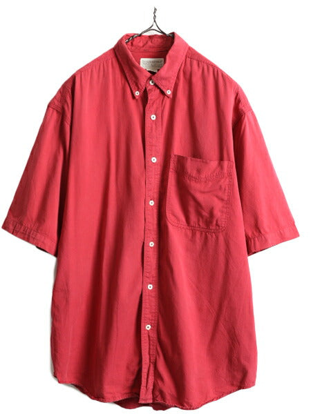 80s 90s ■ バナナリパブリック コットン 半袖 ボタンダウン シャツ メンズ L / 古着 BANANA REPUBLIC サファリ ワーク 無地 ポケット付き