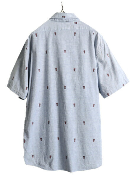 ■ ブルックスブラザーズ ロブスター モノグラム オックスフォード 半袖 ボタンダウン シャツ メンズ XL / Brooks Brothers 総柄 プリント