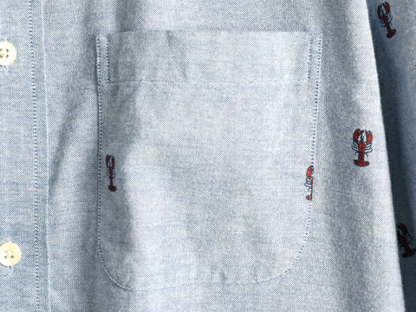 ■ ブルックスブラザーズ ロブスター モノグラム オックスフォード 半袖 ボタンダウン シャツ メンズ XL / Brooks Brothers 総柄 プリント
