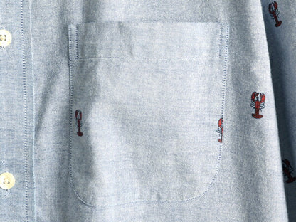 ■ ブルックスブラザーズ ロブスター モノグラム オックスフォード 半袖 ボタンダウン シャツ メンズ XL / Brooks Brothers 総柄 プリント