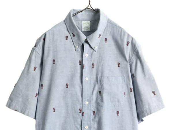 ■ ブルックスブラザーズ ロブスター モノグラム オックスフォード 半袖 ボタンダウン シャツ メンズ XL / Brooks Brothers 総柄 プリント