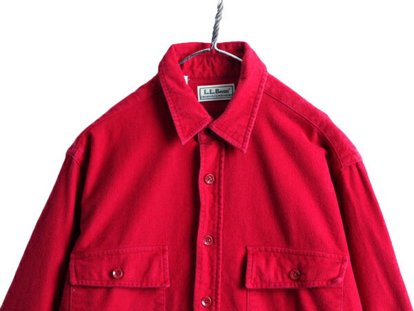 90s USA製 ■ エルエルビーン コットン シャモア クロス 長袖 シャツ メンズ M 90年代 LLBEAN LLビーン ネルシャツ フランネル アウトドア
