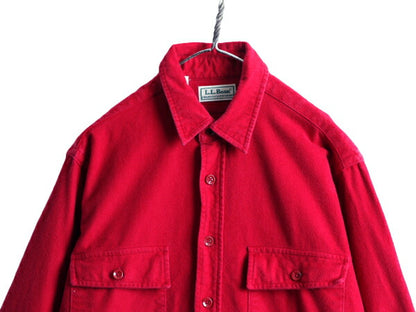 90s USA製 ■ エルエルビーン コットン シャモア クロス 長袖 シャツ メンズ M 90年代 LLBEAN LLビーン ネルシャツ フランネル アウトドア