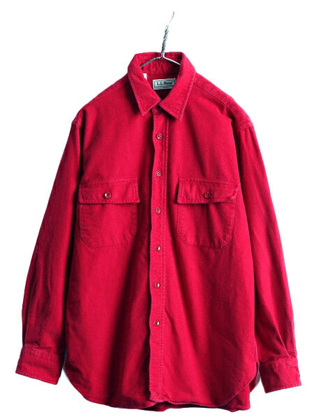 90s USA製 ■ エルエルビーン コットン シャモア クロス 長袖 シャツ メンズ M 90年代 LLBEAN LLビーン ネルシャツ フランネル アウトドア