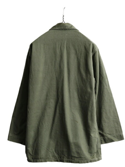 60s ■ 米軍実物 US ARMY コットン サテン ユーティリティ シャツ SMALL / 60年代 ビンテージ 筒袖 1st 後期 OG107 ミリタリー ジャケット