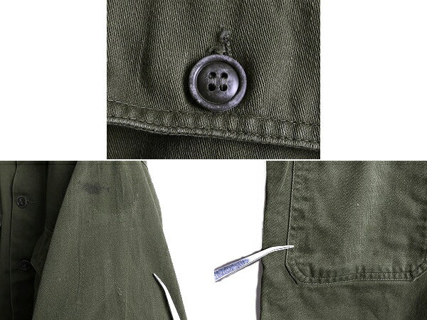60s ■ 米軍実物 US ARMY コットン サテン ユーティリティ シャツ SMALL / 60年代 ビンテージ 筒袖 1st 後期 OG107 ミリタリー ジャケット