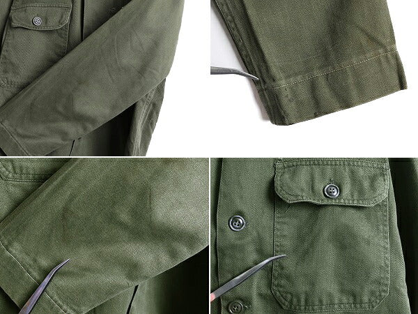 60s ■ 米軍実物 US ARMY コットン サテン ユーティリティ シャツ SMALL / 60年代 ビンテージ 筒袖 1st 後期 OG107 ミリタリー ジャケット