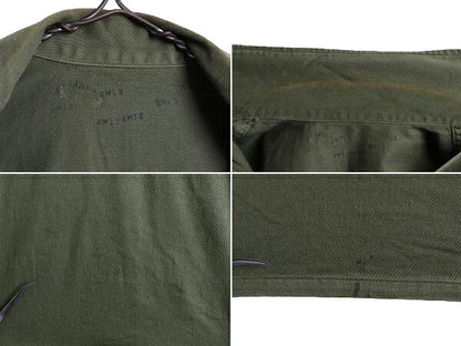 60s ■ 米軍実物 US ARMY コットン サテン ユーティリティ シャツ SMALL / 60年代 ビンテージ 筒袖 1st 後期 OG107 ミリタリー ジャケット