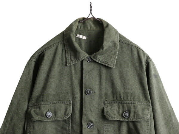 60s ■ 米軍実物 US ARMY コットン サテン ユーティリティ シャツ SMALL / 60年代 ビンテージ 筒袖 1st 後期 OG107 ミリタリー ジャケット