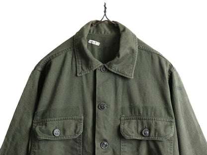 60s ■ 米軍実物 US ARMY コットン サテン ユーティリティ シャツ SMALL / 60年代 ビンテージ 筒袖 1st 後期 OG107 ミリタリー ジャケット