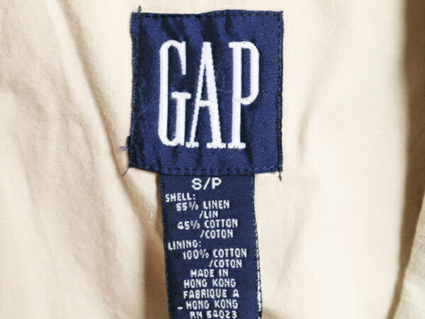 90s OLD GAP テーラード ジャケット レディース S / 90年代 オールド ギャップ ブレザー 無地 サマー コットン リネン ナチュラル 2ボタン