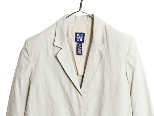 90s OLD GAP テーラード ジャケット レディース S / 90年代 オールド ギャップ ブレザー 無地 サマー コットン リネン ナチュラル 2ボタン