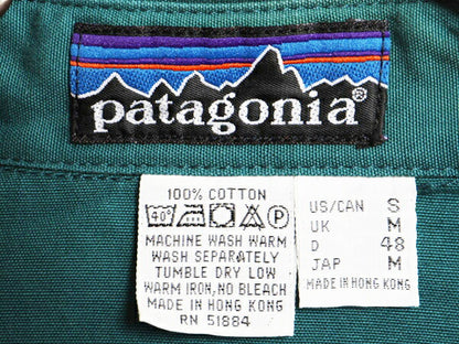 80s デカタグ パタゴニア コットン キャンバス 長袖 シャツ メンズ S 古着 80年代 ヴィンテージ Patagonia 旧タグ ワーク アウトドア 無地