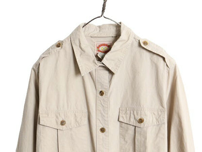80s バナナリパブリック サファリ シャツ ハーフ コート レディース M ヴィンテージ BANANA REPUBLIC 旧タグ ブッシュ ジャケット コットン