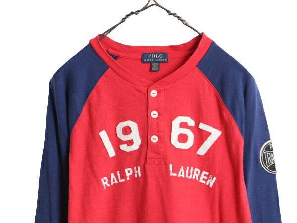 ポロ ラルフローレン ヘンリーネック 長袖 ベースボール Tシャツ ボーイズ L メンズ XS 程/ ヴィンテージ モデル ロンT ラグラン ツートン