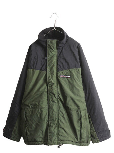 ラルフローレン 中綿 ナイロン ジャケット メンズ XL POLO JEANS 裏フリース ハイネック ジャンパー ブルゾン 大きいサイズ 2トーン 黒 緑