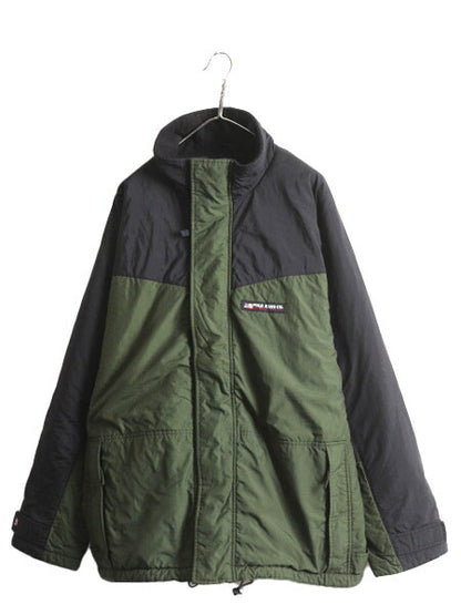 ラルフローレン 中綿 ナイロン ジャケット メンズ XL POLO JEANS 裏フリース ハイネック ジャンパー ブルゾン 大きいサイズ 2トーン 黒 緑