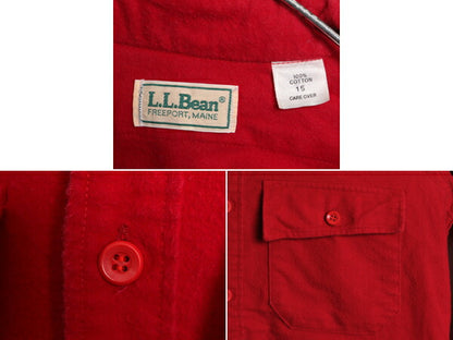 80s エルエルビーン コットン シャモア クロス シャツ メンズ M / 古着 80年代 ヴィンテージ 旧タグ LLBean 長袖シャツ フランネル ネル 赤