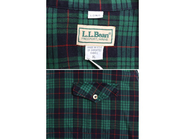 80s USA製 エルエルビーン タータン チェック フランネル シャツ メンズ XL 古着 ヴィンテージ LLBean 長袖シャツ ネルシャツ 大きいサイズ