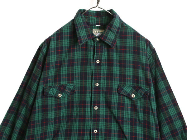 80s USA製 エルエルビーン タータン チェック フランネル シャツ メンズ XL 古着 ヴィンテージ LLBean 長袖シャツ ネルシャツ 大きいサイズ