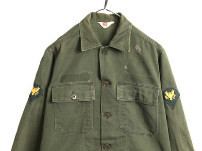 60s BVD コットン サテン ユーティリティ シャツ メンズ M 民間 古着 60年代 ヴィンテージ ARMY ミリタリー アーミー 軍物 筒袖 1st OG107