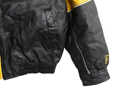90s NFL スティーラーズ 本革 レザー ジャケット メンズ M オールド プロプレイヤー オフィシャル アメフト 革ジャン フルジップ ブルゾン