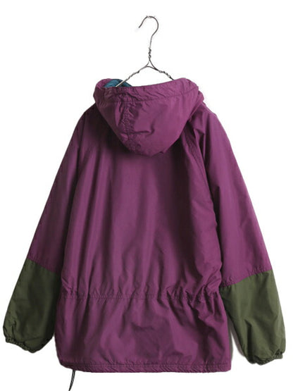 90s USA製 エルエルビーン 中綿 ナイロン アノラック パーカー ジャケット レディース M 90年代 オールド LLBEAN マンパ チロリアンテープ