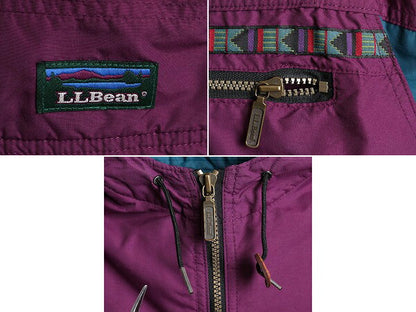 90s USA製 エルエルビーン 中綿 ナイロン アノラック パーカー ジャケット レディース M 90年代 オールド LLBEAN マンパ チロリアンテープ