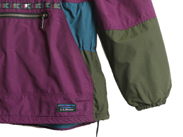 90s USA製 エルエルビーン 中綿 ナイロン アノラック パーカー ジャケット レディース M 90年代 オールド LLBEAN マンパ チロリアンテープ