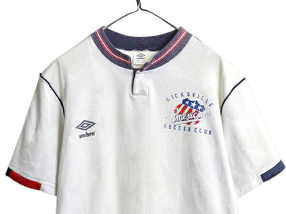 80s 90s USA製 アンブロ サッカー ユニフォーム メンズ XL 小さめ M オールド ヴィンテージ 当時物 ジャージ ゲーム プラクティス Tシャツ