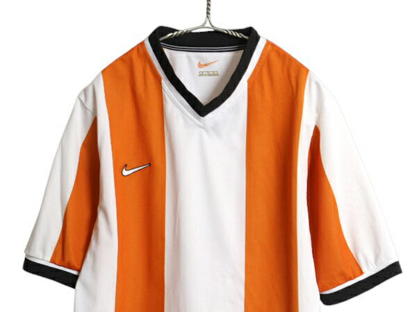 90s 00s ナイキ サッカー プラクティス シャツ メンズ M オールド スウォッシュ Vネック ユニフォーム トレーニング Tシャツ ゲームシャツ