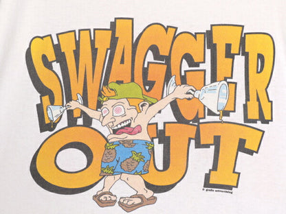 90s ジョーク イラスト プリント Tシャツ メンズ L 古着 90年代 オールド 当時物 グラフィック アート キャラクター ホワイト クルーネック