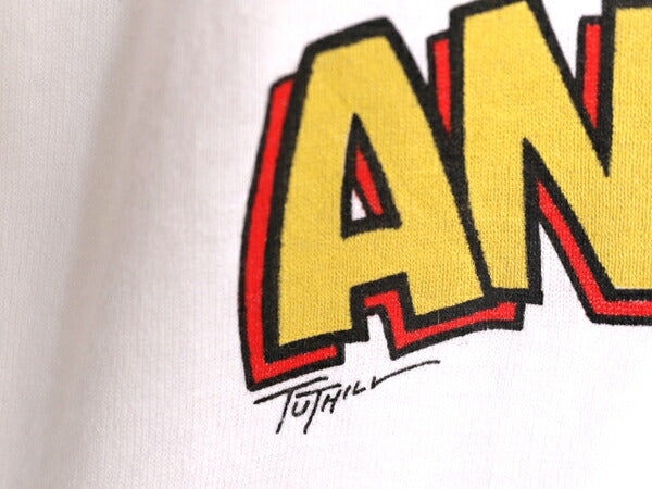 80s USA製 ジョーク イラスト プリント Tシャツ メンズ L 小さめ M 80年代 ヴィンテージ メッセージ アート キャラクター シングルステッチ
