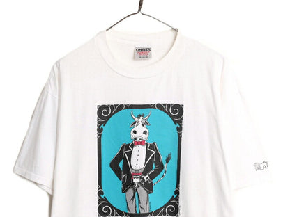 90s USA製 ジョーク ウシ アニマル イラスト プリント Tシャツ メンズ XL / 90年代 オールド アート キャラクター シングルステッチ ONEITA