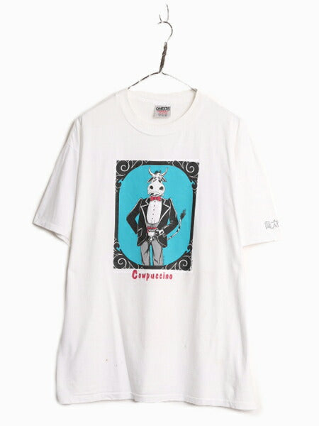 90s USA製 ジョーク ウシ アニマル イラスト プリント Tシャツ メンズ XL / 90年代 オールド アート キャラクター シングルステッチ ONEITA