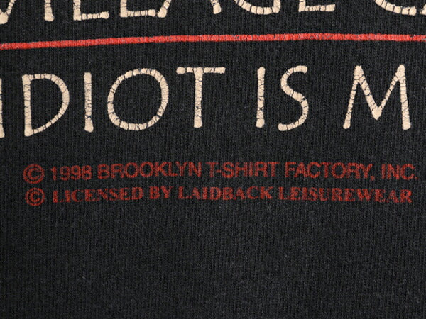 90s メッセージ プリント Tシャツ メンズ XL 程 黒 古着 90年代 当時物 オールド ジョーク シュール ヘビーウェイト 大きいサイズ ブラック
