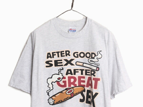 90s エロ ジョーク メッセージ プリント Tシャツ メンズ XL 90年代 オールド 下ネタ SEX グラフィック 当時物 大きいサイズ ヘビーウェイト