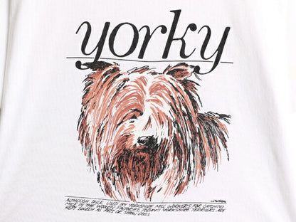 90s USA製 ドッグ イラスト プリント Tシャツ メンズ レディース L / オールド 当時物 アート アニマル 犬 シングルステッチ 白 白Tシャツ