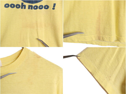70s USA製 MR BILL キャラクター イラスト プリント Tシャツ メンズ M 小さめ S 程 70年代 ヴィンテージ ミスタービル シングルステッチ 黄