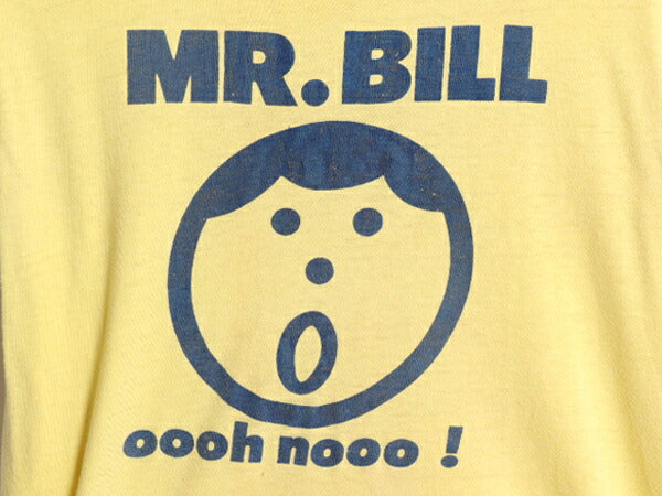 70s USA製 MR BILL キャラクター イラスト プリント Tシャツ メンズ M 小さめ S 程 70年代 ヴィンテージ ミスタービル シングルステッチ 黄