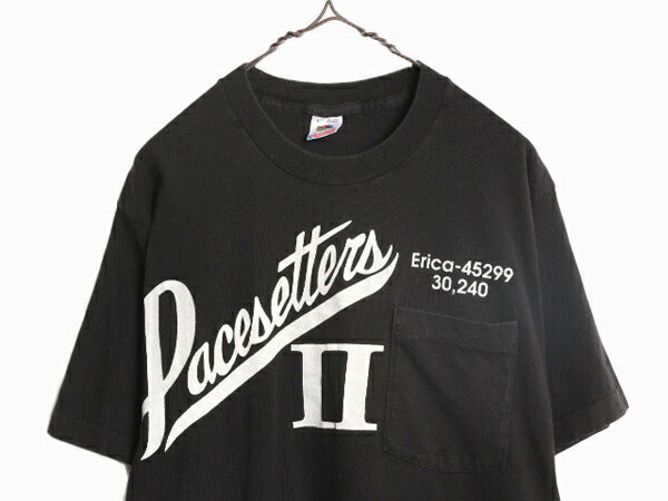 90s USA製 企業 プリント ポケット付き 半袖 Tシャツ メンズ L 90年代 オールド 企業物 当時物 ポケT ヘビーウェイト シングルステッチ 黒